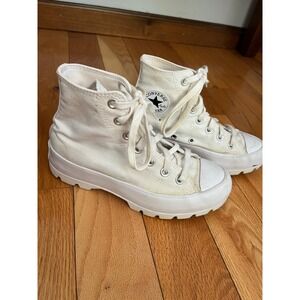 Converse All Star Lugged High Top Sneakers‎ White Canvas Women's Sz 5.5 Platform
